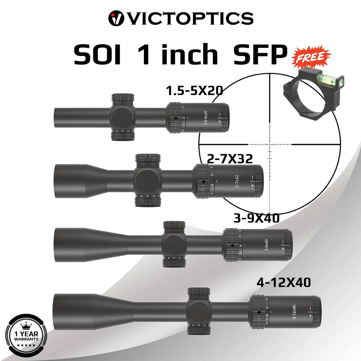 VictOptics SOI LVPO – Mira telescópica 5x retícula iluminada para airsoft - imagen 3