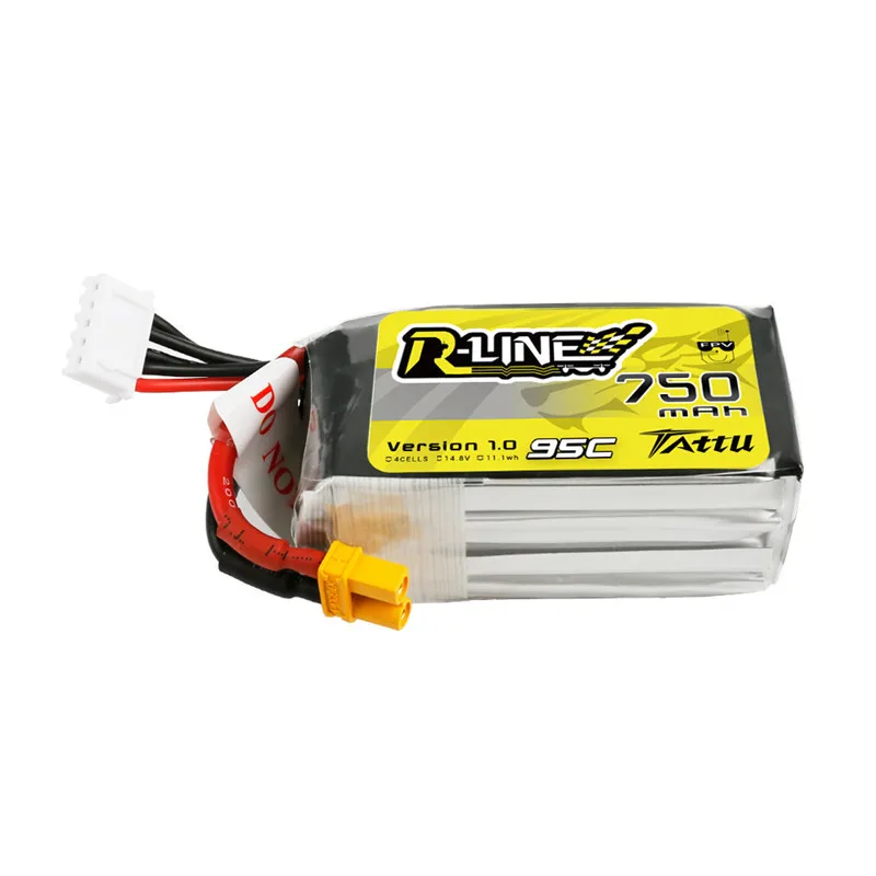 Batería Lipo recargable para Dron de carreras, 3 piezas, TATTU-R-LINE, 1,0, 750mAh, 95C, 14,8 V, para helicóptero de control remoto, cuadricóptero, FPV, 4S - imagen 4
