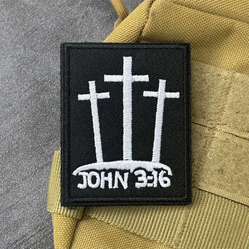 Parche bordado militar "JOHN 3:16" para ropa, insignia de moral, parches tácticos con gancho, pegatina para mochila, brazalete - imagen 3