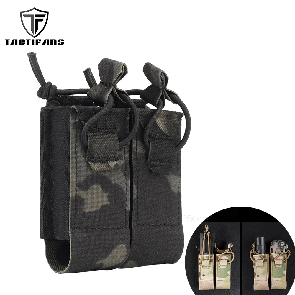 DPMP-Bolsa de doble pistola para revistas, cuerda elástica de choque, bolsa de herramientas para pistola Mag, cinturón táctico MOLLE, accesorios para chaleco de caza Airsoft