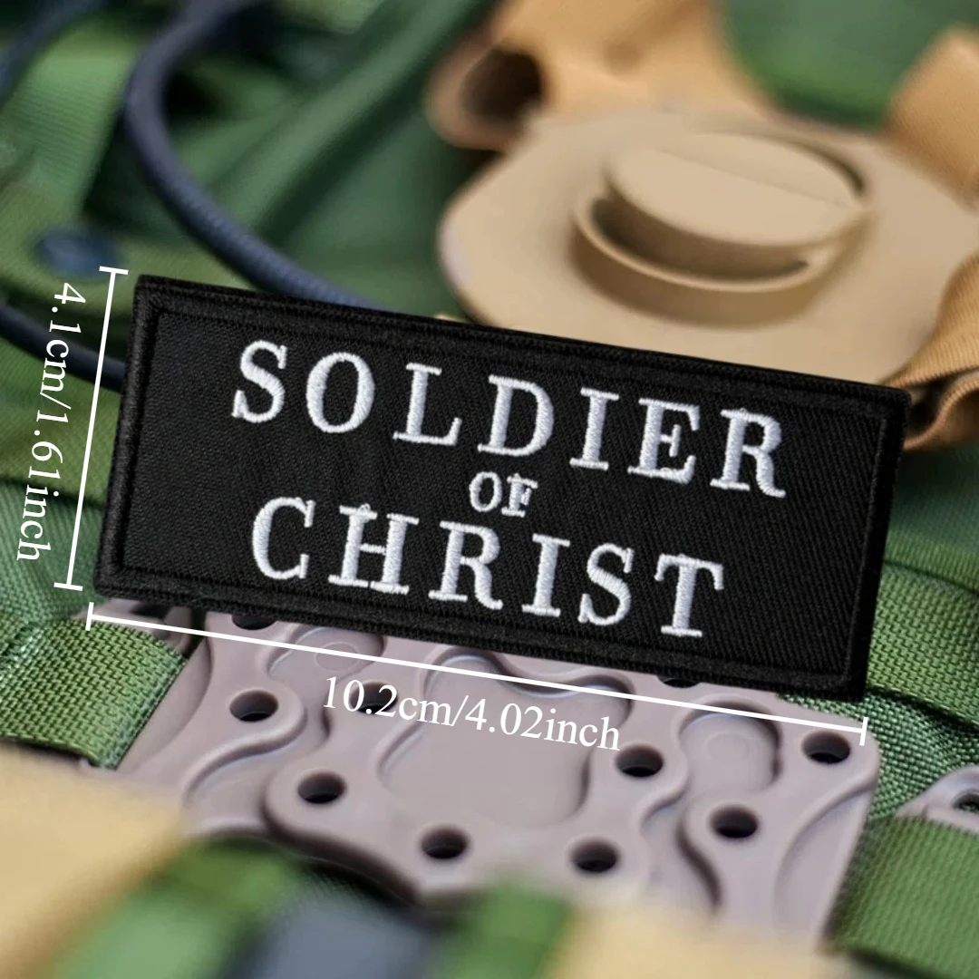 Parche bordado Soldado de Cristo - Insignia cristiana para mochila - imagen 2