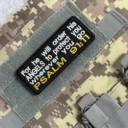 Parche táctico bordado Salmo 91:11 con velcro para mochila