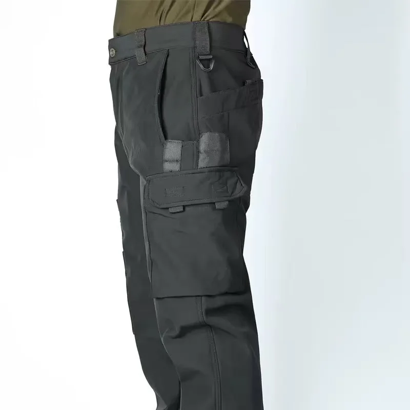 Pantalones Cargo elásticos tácticos para gimnasio para hombre, pantalones para acampar, senderismo, caza, escalada, forro polar, impermeables para exteriores, invierno y otoño - imagen 5