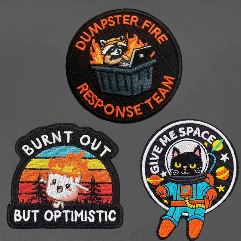 Parche bordado de gato astronauta, chaleco táctico de fuego, insignia de moral con gancho y bucle, pegatinas para mochila, parches para brazalete para ropa