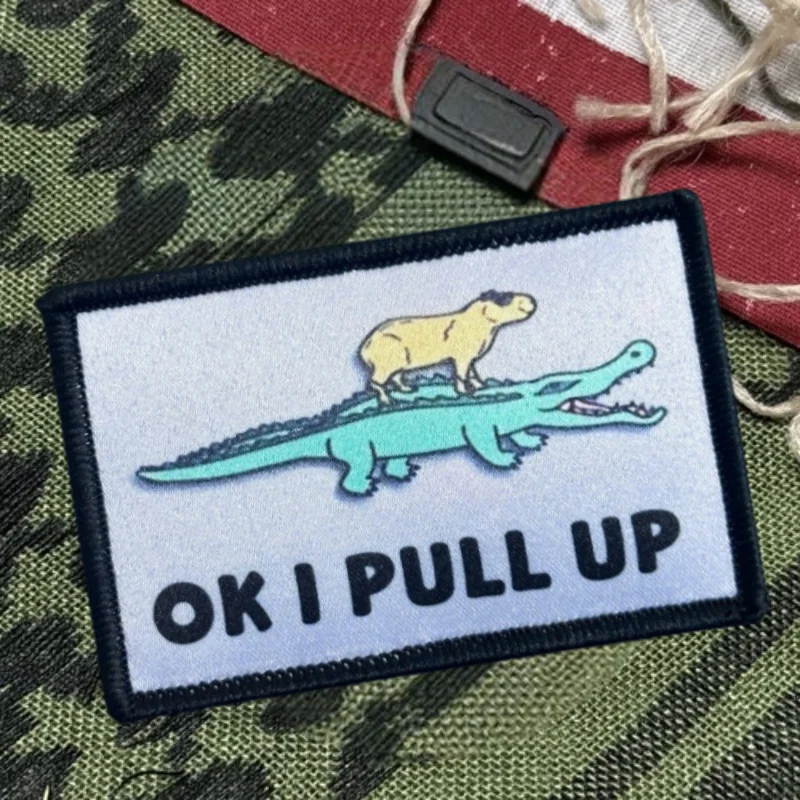 Parche estampado de capibara Ok I, chaleco táctico con gancho y bucle, insignia de moral, mochila, pegatina decorativa, parches para brazalete para ropa - imagen 2