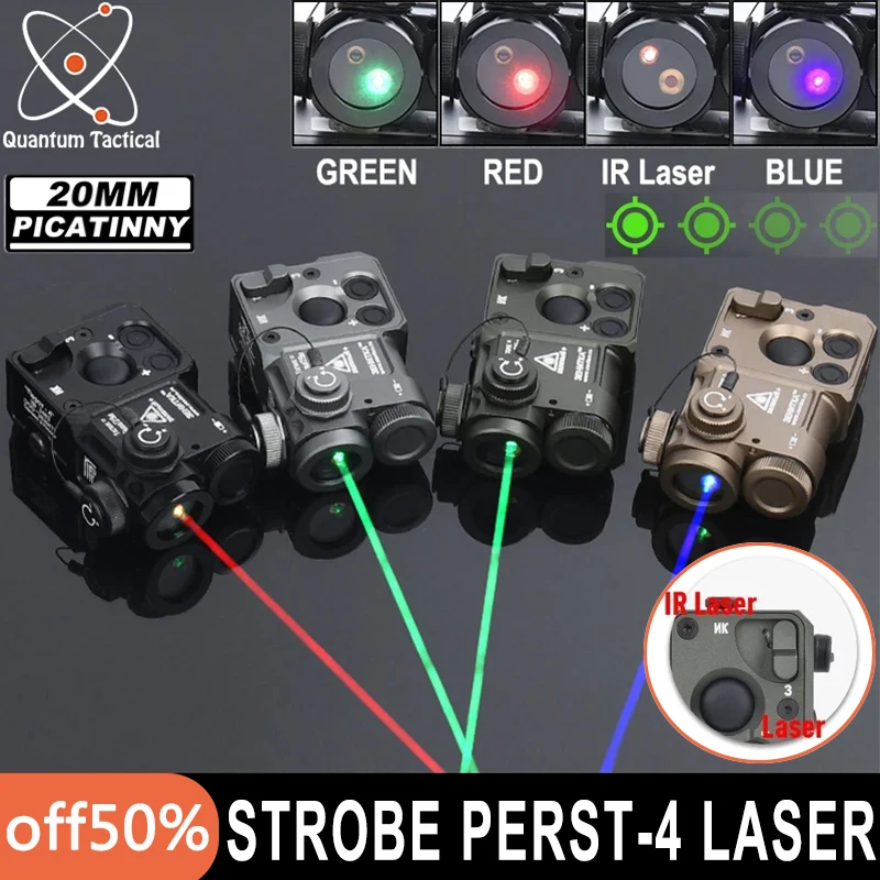 Indicador de puntería láser rojo, verde, azul y IR (rayo infrarrojo) WADSN Tactical de metal Perst 4, linterna estroboscópica para airsoft y caza, compatible con riel de 20 mm - imagen 5