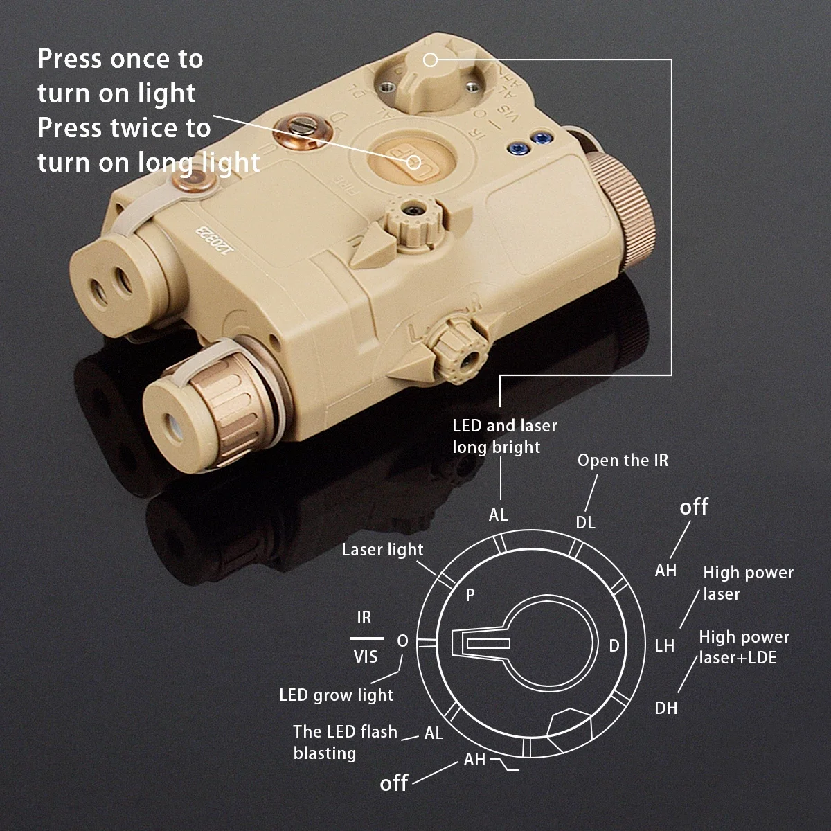 Táctico PEQ 15 PEQ15 rojo verde azul punto láser indicador IR WeaponLight Scout LED ajuste 20MM Rail caza M600 linterna Airsoft - imagen 5