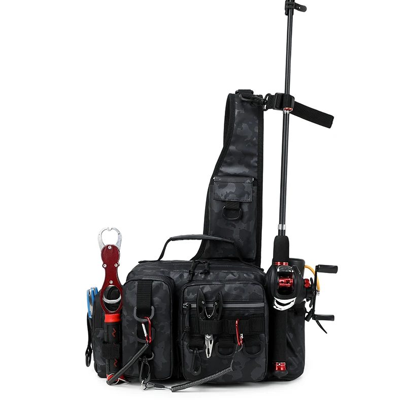 Bolsa de aparejos de senderismo al aire libre, bolsas de cintura Luya Molle de pesca con soporte para caña, mochila deportiva con señuelo de caza, paquete divertido de Camping grande para hombre - imagen 3