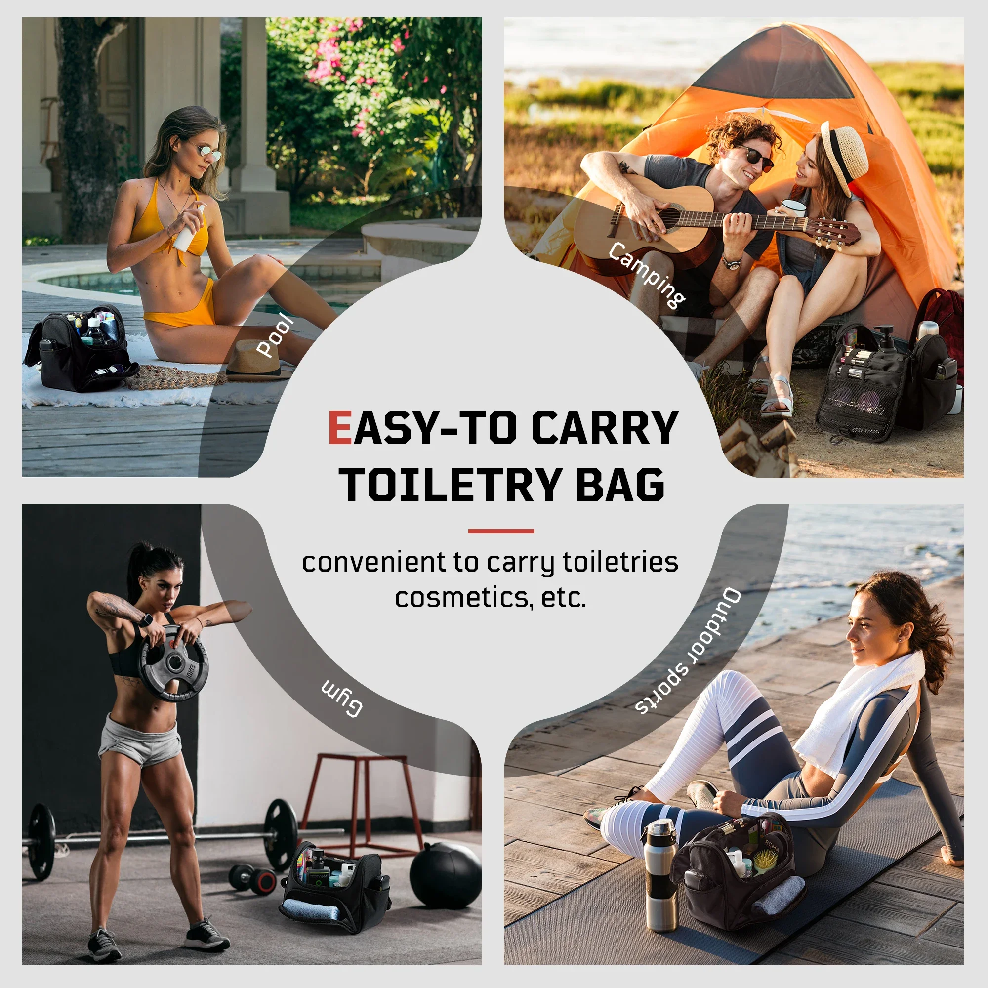 Neceser de gran capacidad 1TG, bolsa de viaje con gancho para colgar, bolsa de cosméticos de viaje impermeable para exteriores, bolsa de almacenamiento para el baño - imagen 4