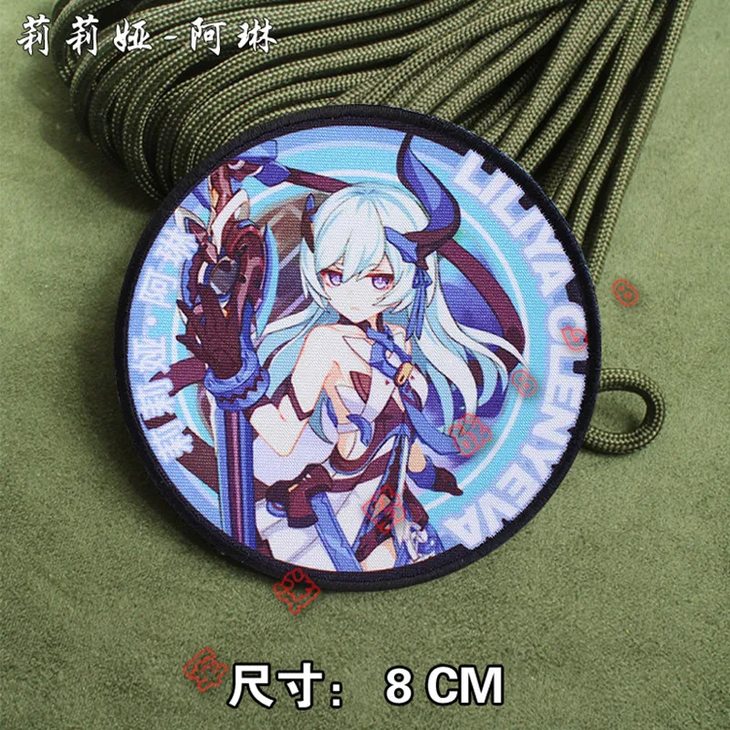 Juego personajes de Anime niñas parches estampados brazos bidimensionales tácticos Fu Hua SEELE VOLLEREI equipo redondo DIY insignias adhesivas - imagen 3