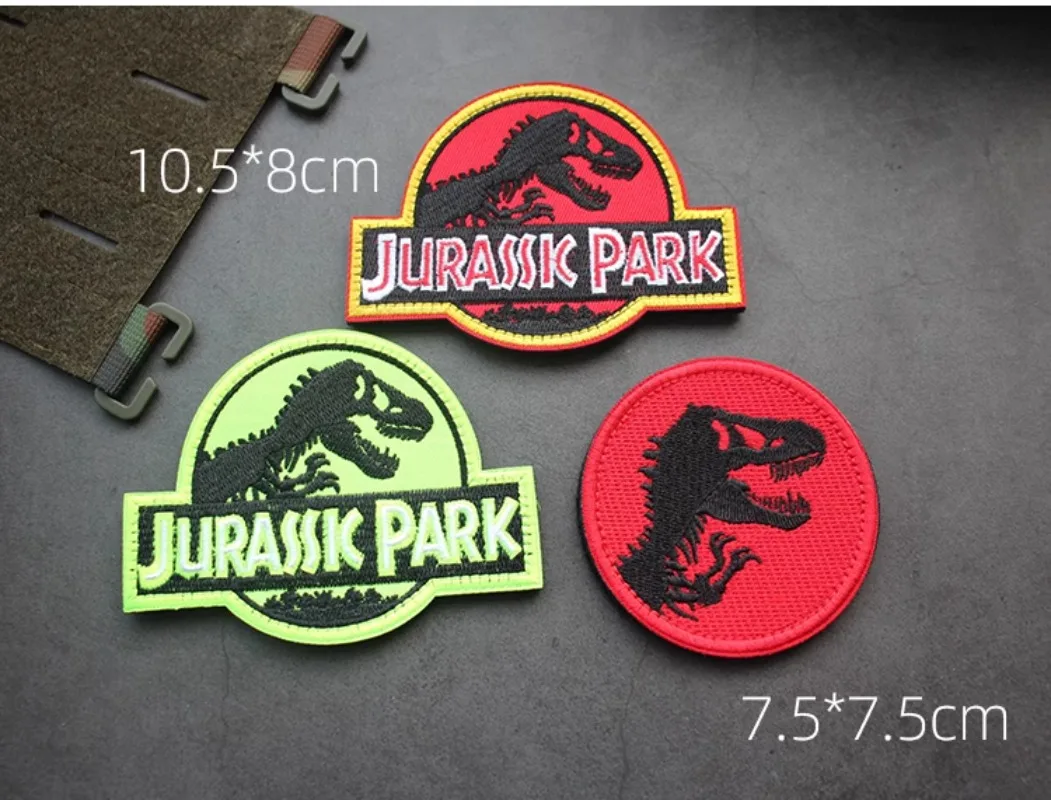 Insignia bordada personalizada de Parque Jurásico, brazalete de dinosaurio Tiranosaurio Rex, bolso, mochila, parche de gancho y bucle - imagen 4