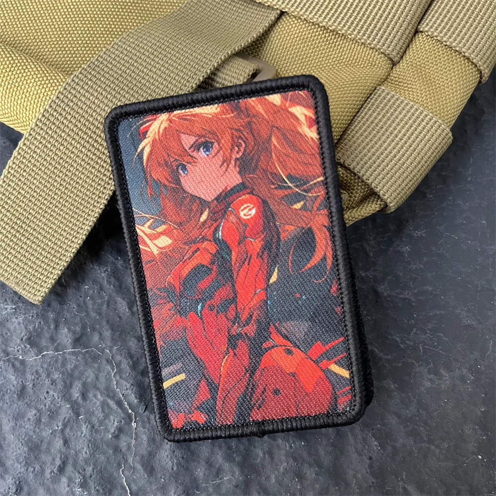 Parche de Anime para chica y motocicleta, insignia de moral táctica, parches de gancho y bucle impresos, pegatina decorativa para mochila militar - imagen 3