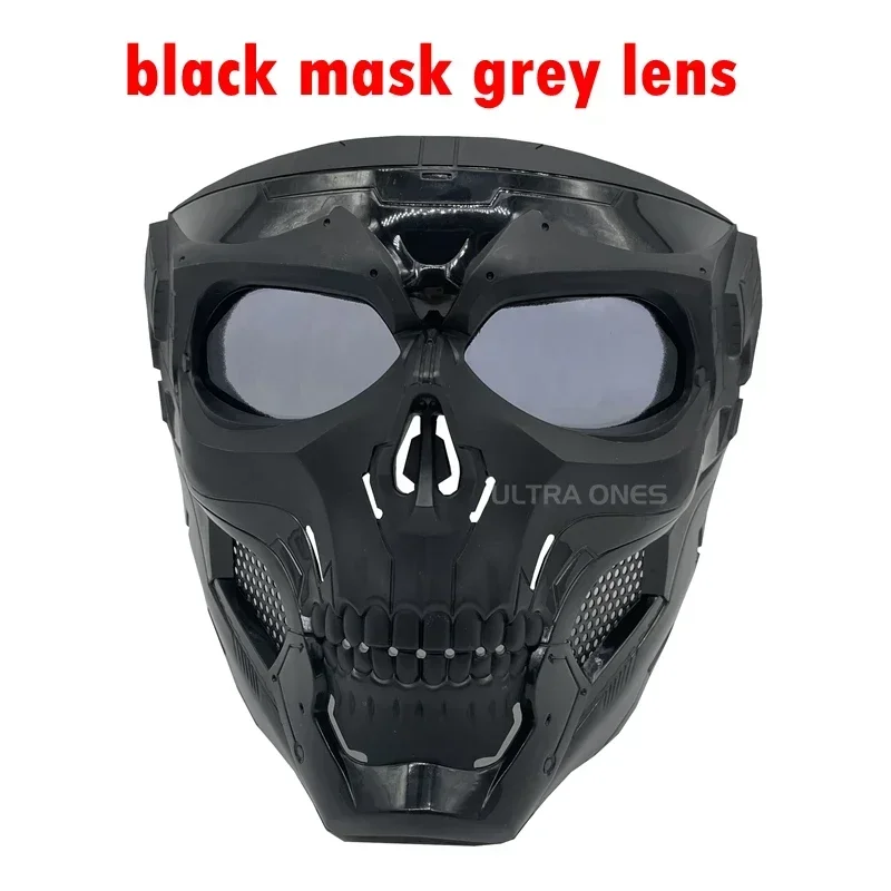 black mask grey lens