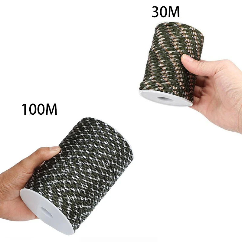 Cuerda de paracaídas militar 100 de 7 hebras y 4mm, accesorios de acampada, equipo de supervivencia al aire libre, pulsera artesanal, 30/550 m - imagen 5