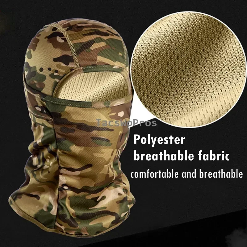 Pasamontañas de camuflaje táctico, máscara facial completa para caza al aire libre, bicicleta, Bandana para ciclismo, polaina para el cuello, gorra Airsoft de combate - imagen 5