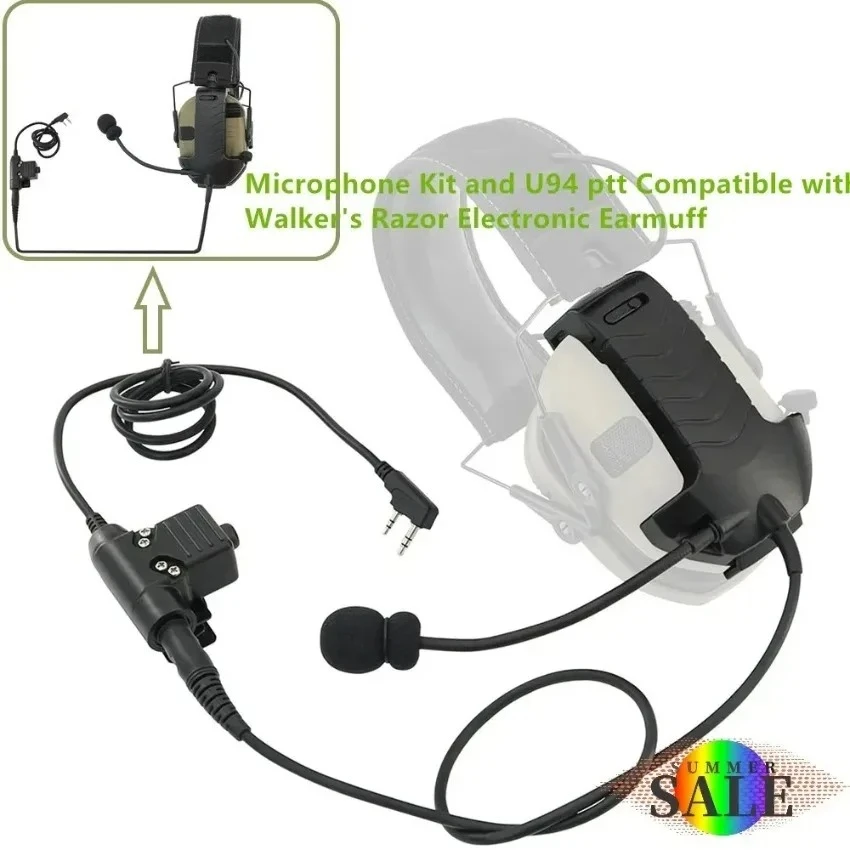 Adaptador de auriculares de protección auditiva táctica compatible con orejera electrónica WalkerRazor Incluye kit de micrófono y U94PTT - imagen 2
