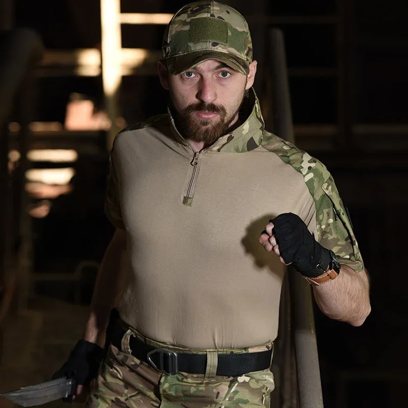 Traje táctico de combate CP, uniforme Softair, ropa para hombre, camiseta de senderismo, camisa de camuflaje, pantalones Cargo, conjunto para correr, ropa de campamento de verano - imagen 3