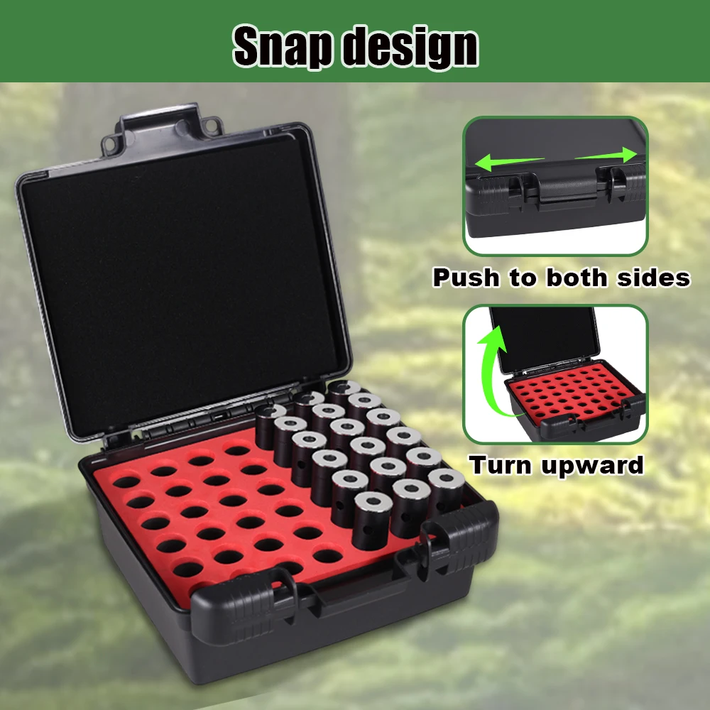 Caja de munición de 25/42 balas de calibre 12GA, caja de almacenamiento de cartuchos para Rifle y escopeta, estuche de transporte de munición bloqueable, accesorios de caza - imagen 2