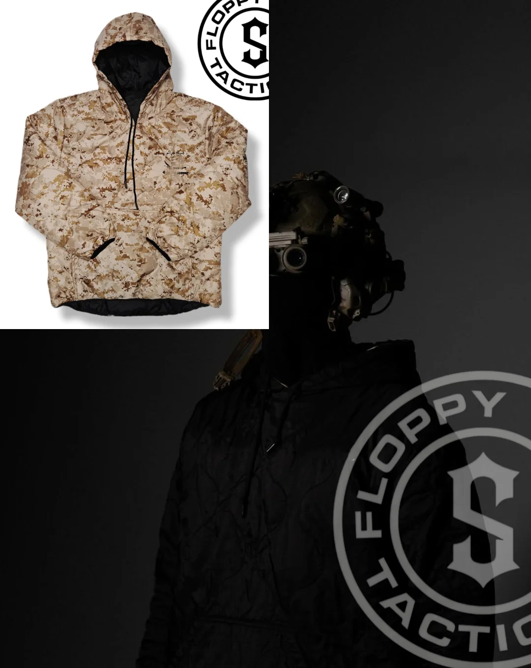 Chaqueta de algodón con capucha táctica impermeable y cálida con tapa de doble cara para exteriores Chaqueta de algodón de terciopelo cálida eficiente AOR1 - imagen 2