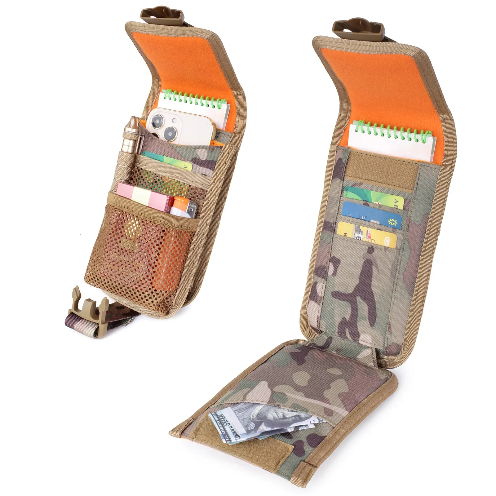 Bolsa Molle de doble capa para teléfono móvil, tarjetero, billetera para acampar al aire libre, senderismo, accesorios de caza, herramientas EDC, riñonera