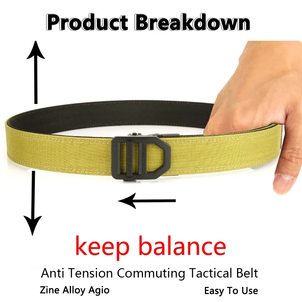 Cinturón TUSHI, cinturón militar para hombres, hebilla automática de Metal de nailon resistente, cinturón de servicio policial, faja táctica para exteriores, accesorios IPSC - imagen 4