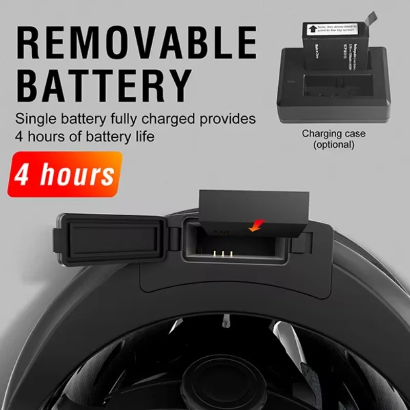 RAW3 WIFI GPS casco de ciclismo inteligente grabadora 4K cámara antivibración gafas grises 1500mAh batería de litio extraíble casco cámara - imagen 3