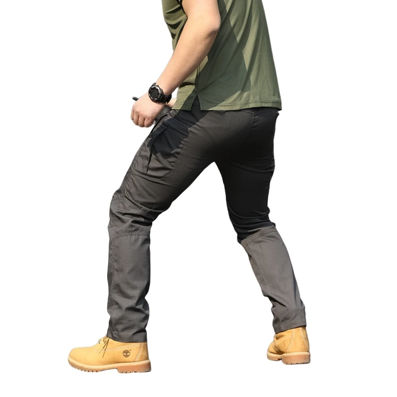 Pantalones tácticos ajustados para hombre, monos para exteriores, entrenamiento recto, múltiples bolsillos, senderismo, pesca, pantalones casuales Ix7, 4 colores - imagen 3