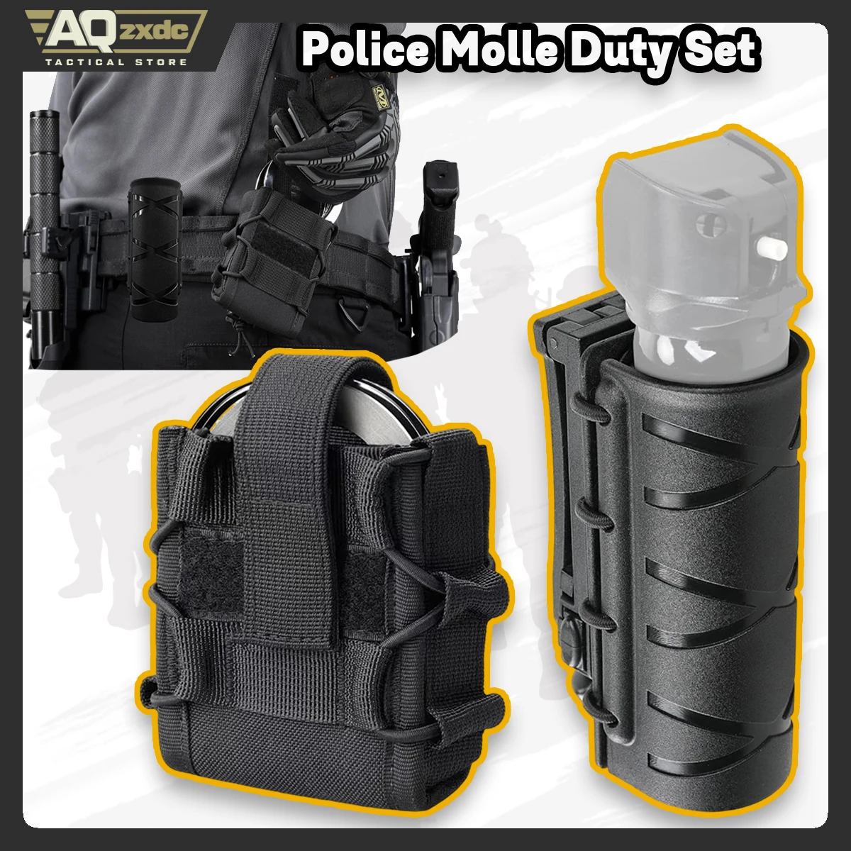 AQzxdc-funda para esposas Molle de policía con funda de pulverización OC para cinturón de servicio, funda táctica para espray de pimienta para esposas Asp