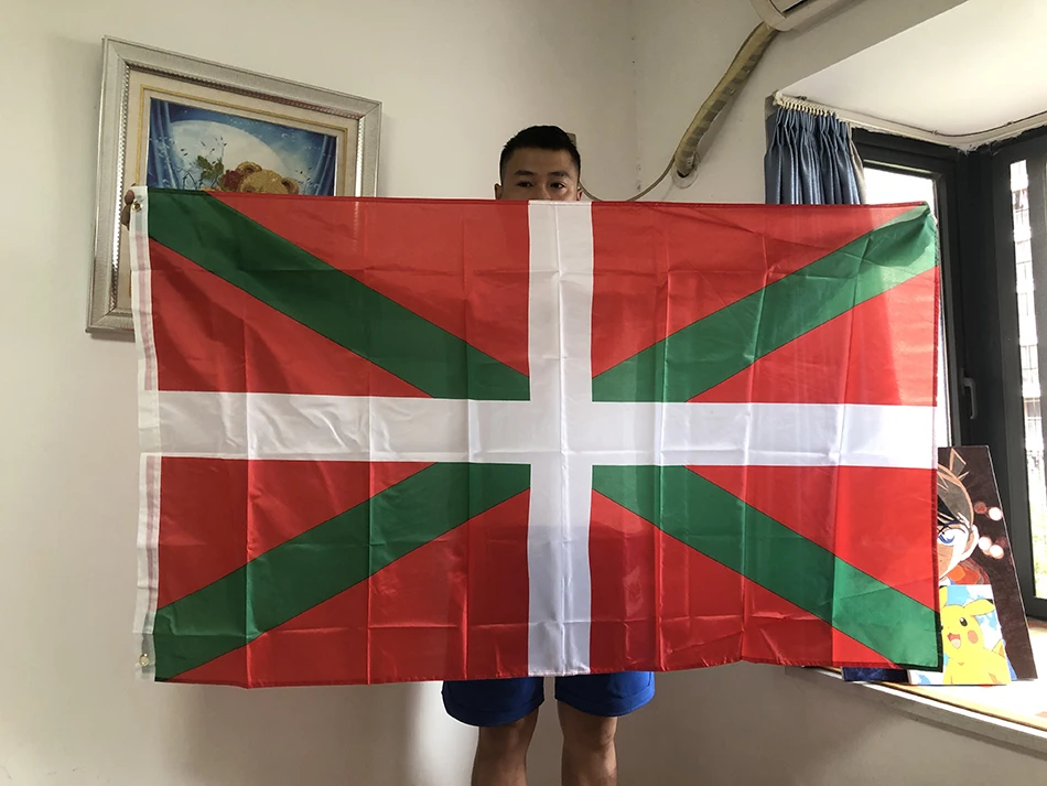 SKY Bandera vasca ikurrina colgante poliéster doble cara