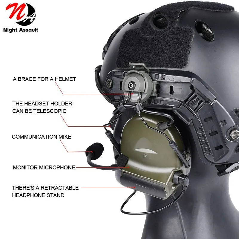 WADSN-auriculares de tiro de caza del ejército Tacti, cascos Airsoft Paintball CS Wargame, sin recogida, reducción de ruido - imagen 5