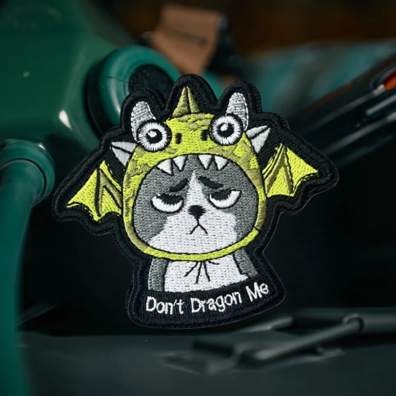 Parches bordados con insignia de moral de gato divertido "Don't Dragon Me", para ropa, apliques militares tácticos, pegatinas para mochila con gancho - imagen 5