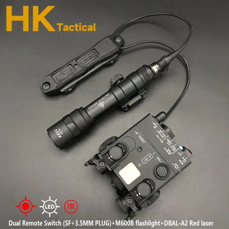 Equipo táctico Airsoft DBAL A2 láser rojo verde IR armas de visión luz LED SF M600B linterna doble Control juego de interruptor de presión - imagen 4