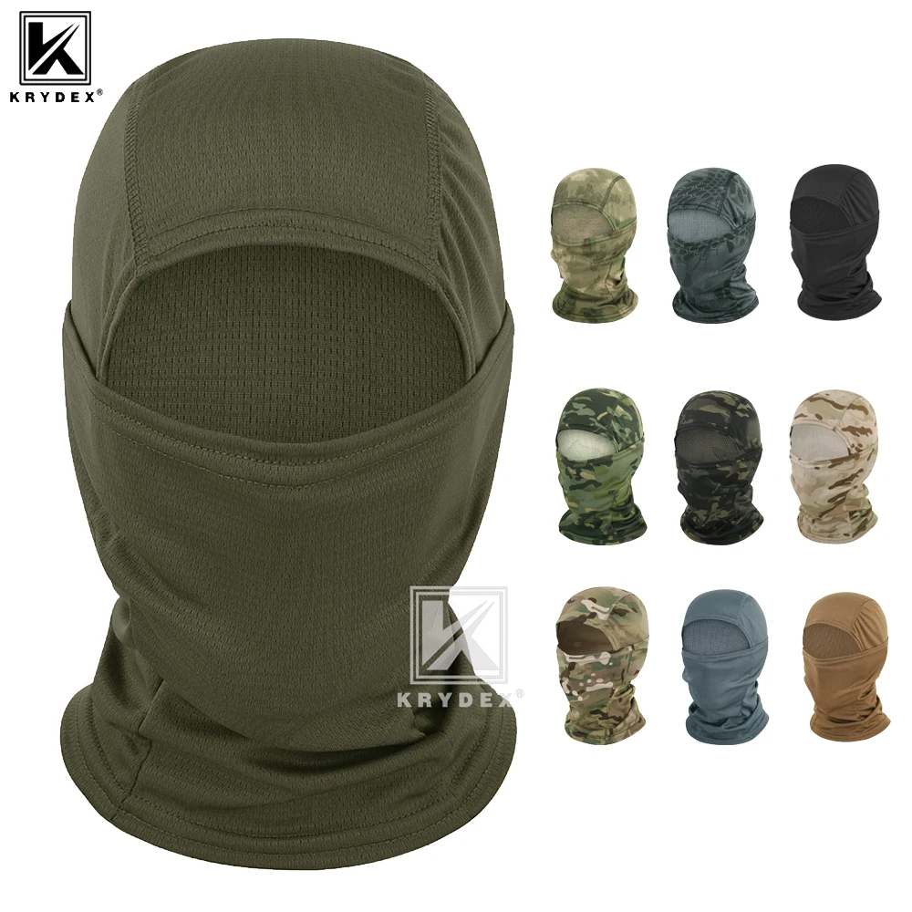 KRYDEX Mascarilla táctica Pasamontañas Camuflaje Envoltura para la cabeza completa Polaina el cuello de secado rápido Capucha protección UV ciclismo, senderismo