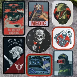 Parches de insignia de moral táctica de lagarto, brazalete militar de bombero, gancho y bucle, mochila Massengrab, accesorios para sombrero, pegatinas