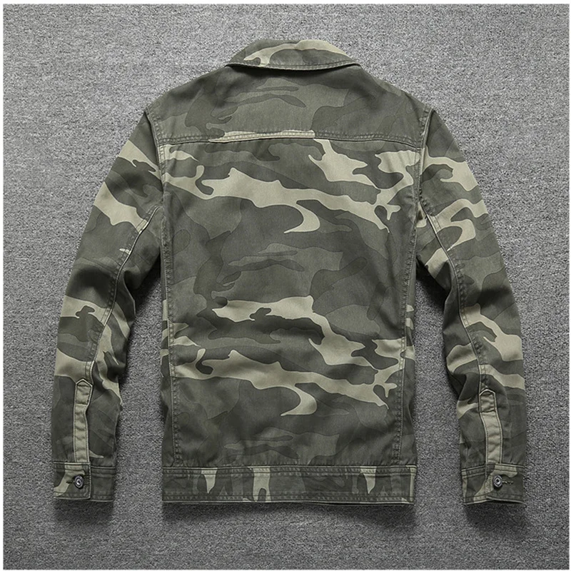 Chaqueta de camuflaje de algodón para hombre, abrigo militar táctico con múltiples bolsillos, Color vuelto, informal, holgado, estilo Safari, otoño - imagen 3