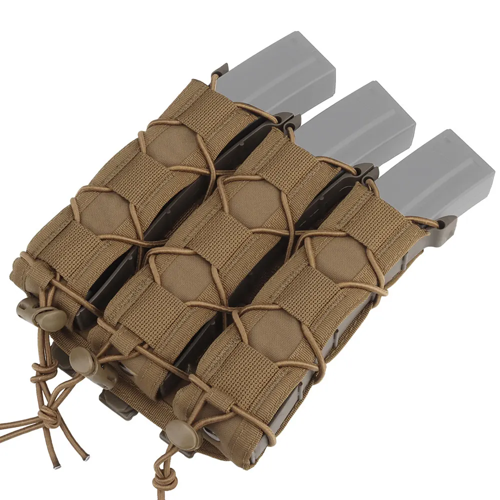 Bolsa táctica de munición de liberación rápida para exteriores, bolsa de almacenamiento montada en Triple Molle, Tiger, 9mm de largo, accesorio
