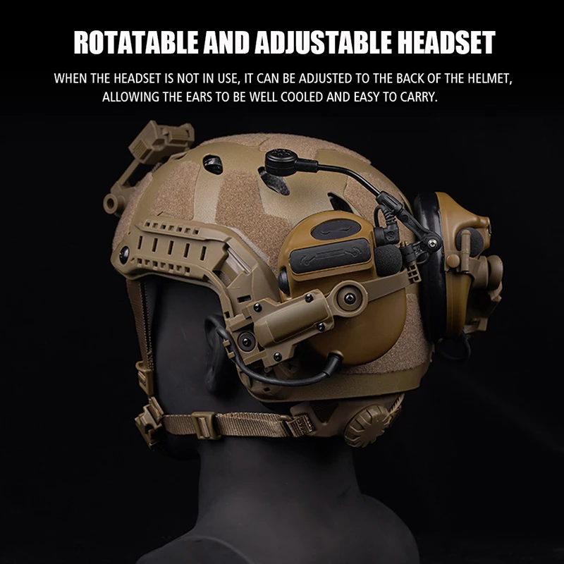 Soporte en riel para auriculares tácticos 360 °   Adaptador de soporte para auriculares serie TAC3/C, rotación para casco OPS Core ARC M-LOK - imagen 3