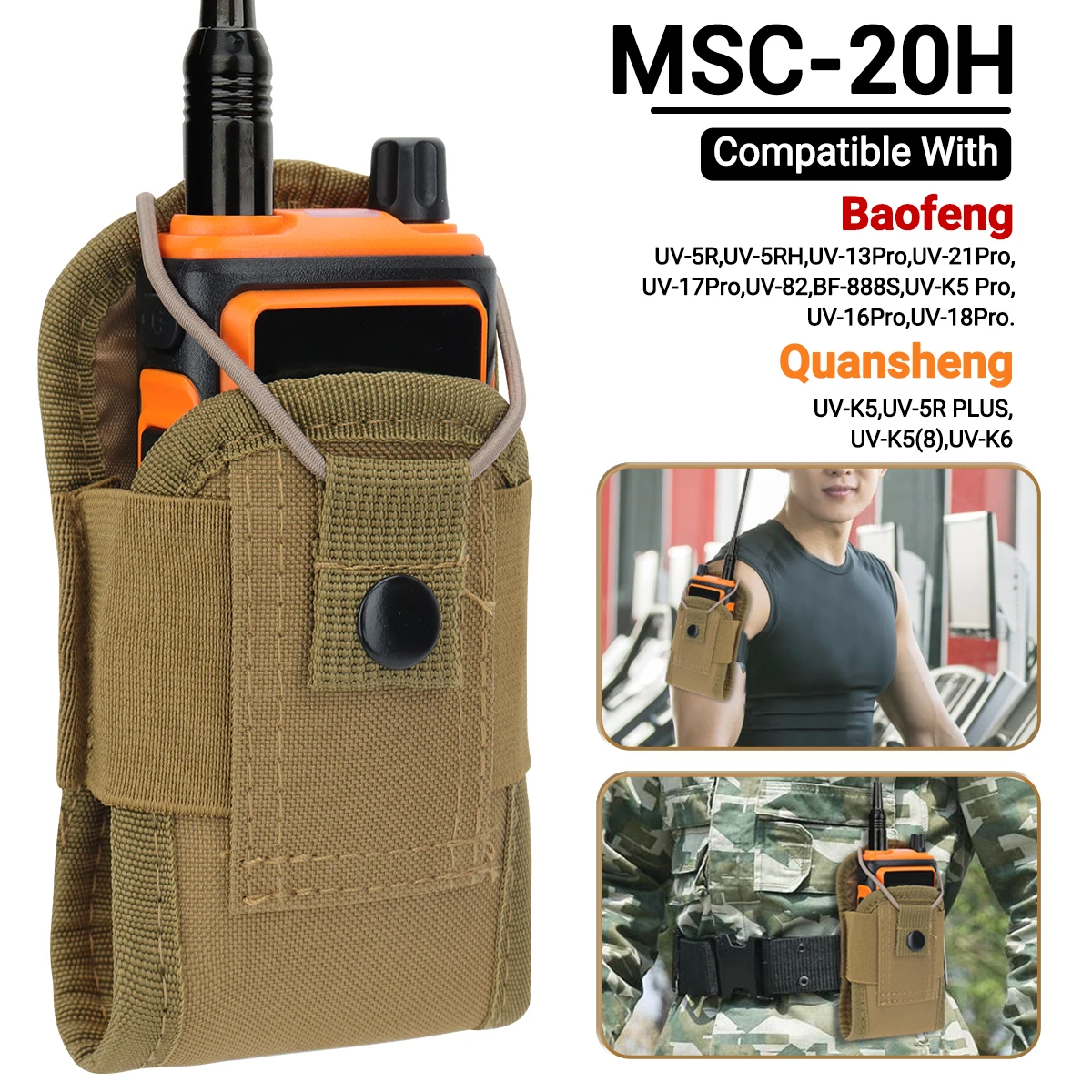 Bolsa táctica para Walkie Talkie Oxford Molle, bolsa con soporte para Radio, bolsillo portátil para deportes de caza al aire libre, riñonera para interfono - imagen 3