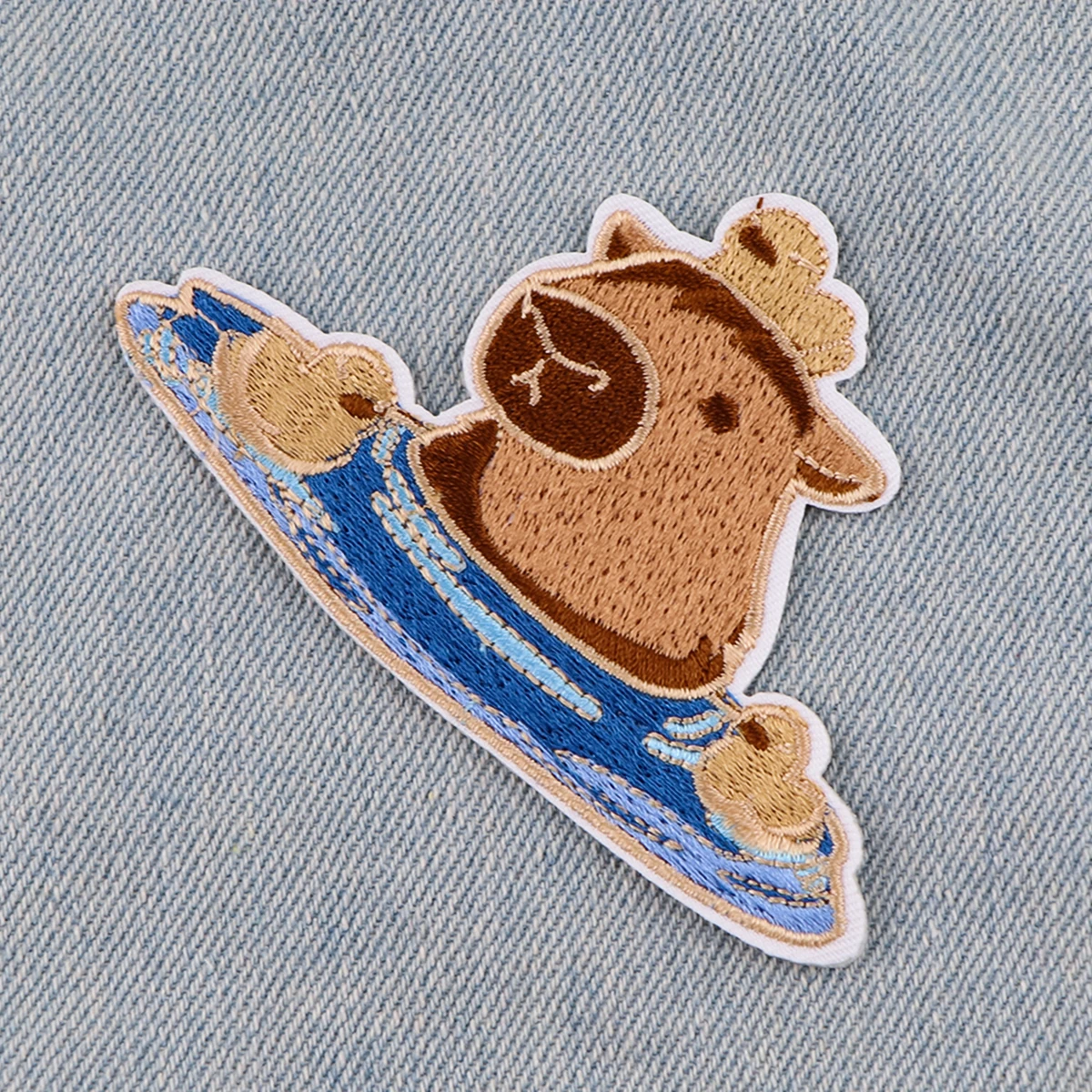 Parches bonitos de animales de dibujos animados de capibara para planchar para ropa, parches bordados para ropa, parches para coser a rayas - imagen 5