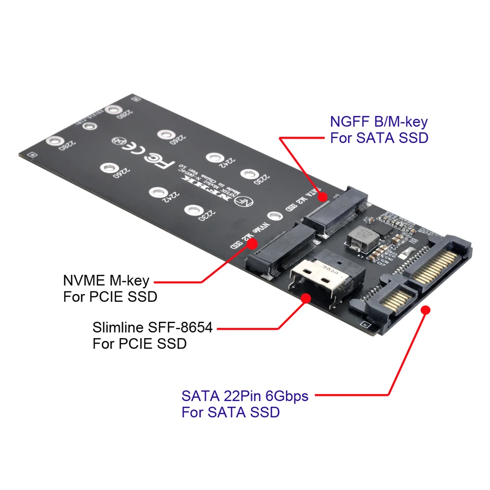 CY-adaptador SATA NVME PCIe SSD, SFF-8654 a U2, Kit NGFF m-key a Slimline SAS para placa base - imagen 2