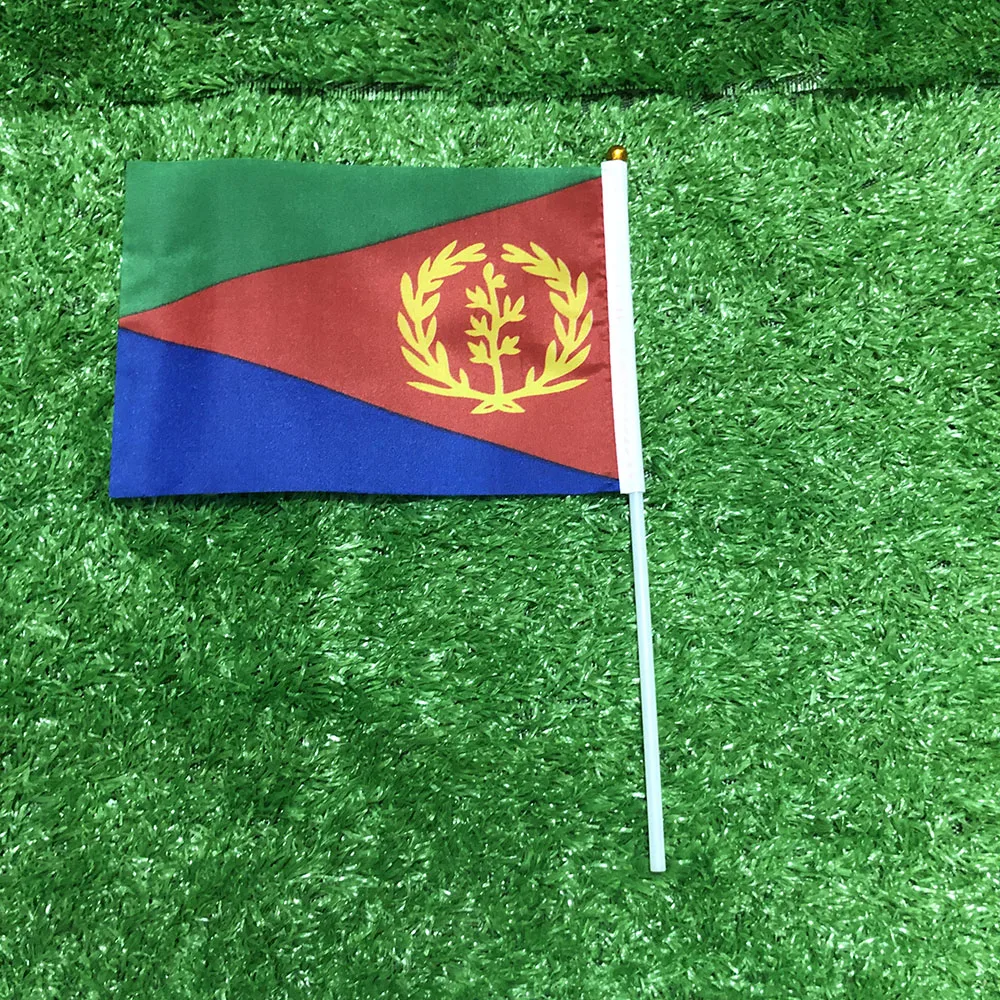 Bandera de Eritrea de poliéster con asta de plástico para decoración - imagen 5