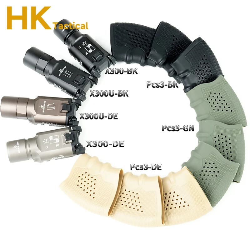 Linterna LED táctica X300 X300U, accesorios para pistola, mango de funda de goma táctica, juego de cubierta protectora antideslizante para G17 18 19