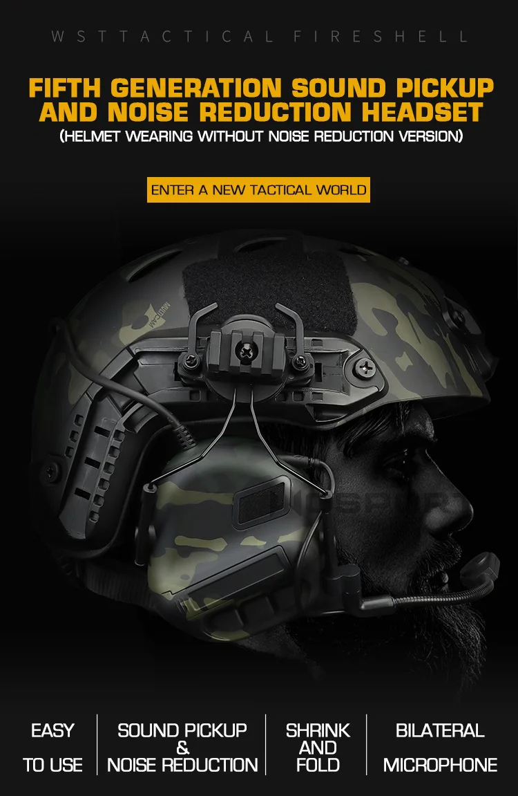 Un auricular con un casco de camuflaje