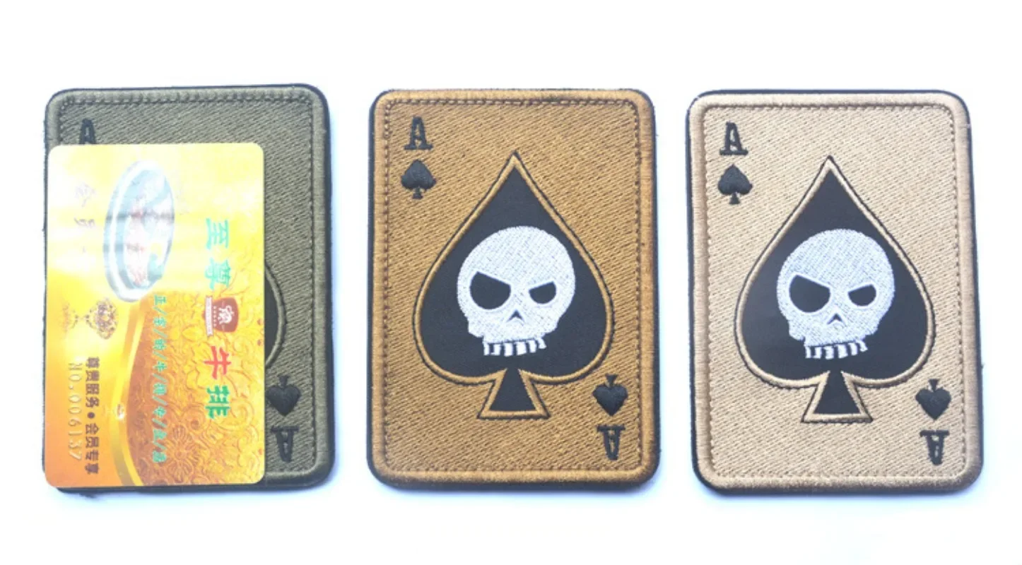 Parches Death Card Poker Ace of Spades, parche táctico bordado para bolsa de ropa, insignia de parches militares Punk - imagen 4