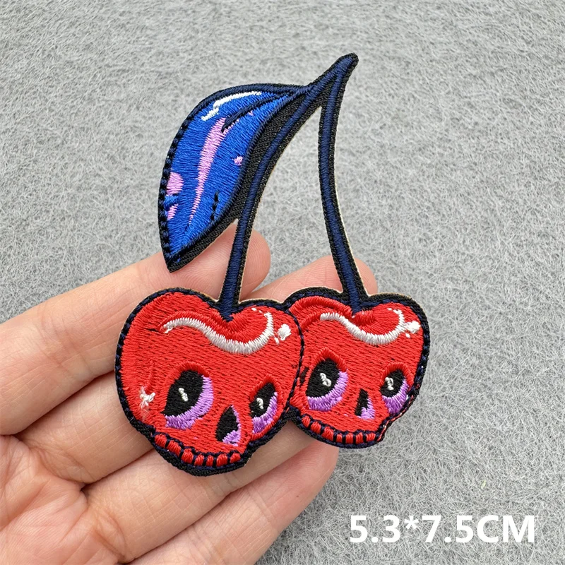 Parches bordados de corazón de coche de dibujos animados para ropa, parches para planchar en ropa, parche de cereza de caramelo DIY para pegatina de ropa - imagen 2