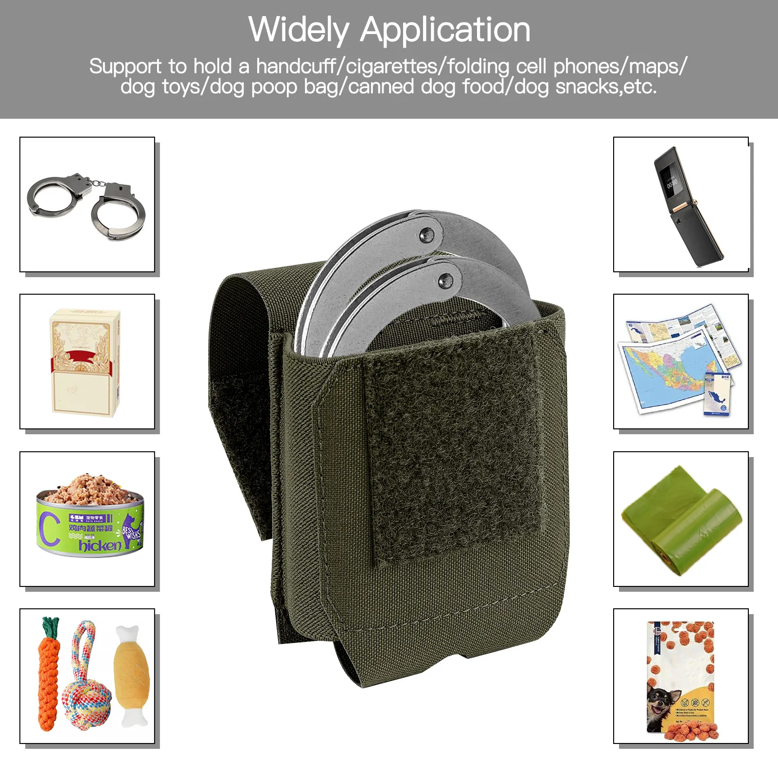 KRYDEX 500D funda para esposas MOLLE/cinturón funda para puños de perfil bajo funda para cinturón de servicio chaleco aplicación de la ley bolsa de caza al aire libre - imagen 5