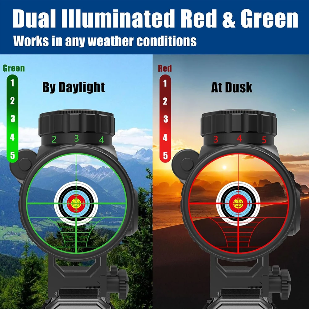 Mira telescópica para Rifle 3-9x40EG, mira láser roja combinada, mira telescópica óptica iluminada roja y verde, mira de retícula Mil-dot con soportes de 20/11mm - imagen 4