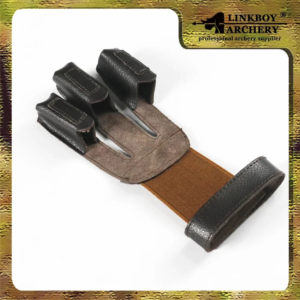 1 Uds Linkboy guante protector de tiro con arco 3 dedos tirar arco flecha guantes de tiro de cuero alta cantidad tiro de caza - imagen 3