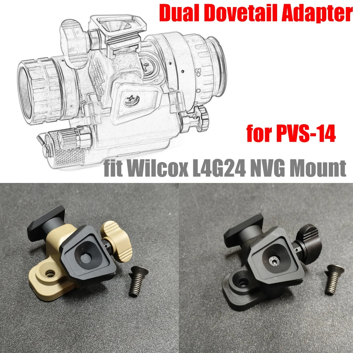 Adaptador táctico milano doble cola para casco NVG PVS-14 antivibración - imagen 5