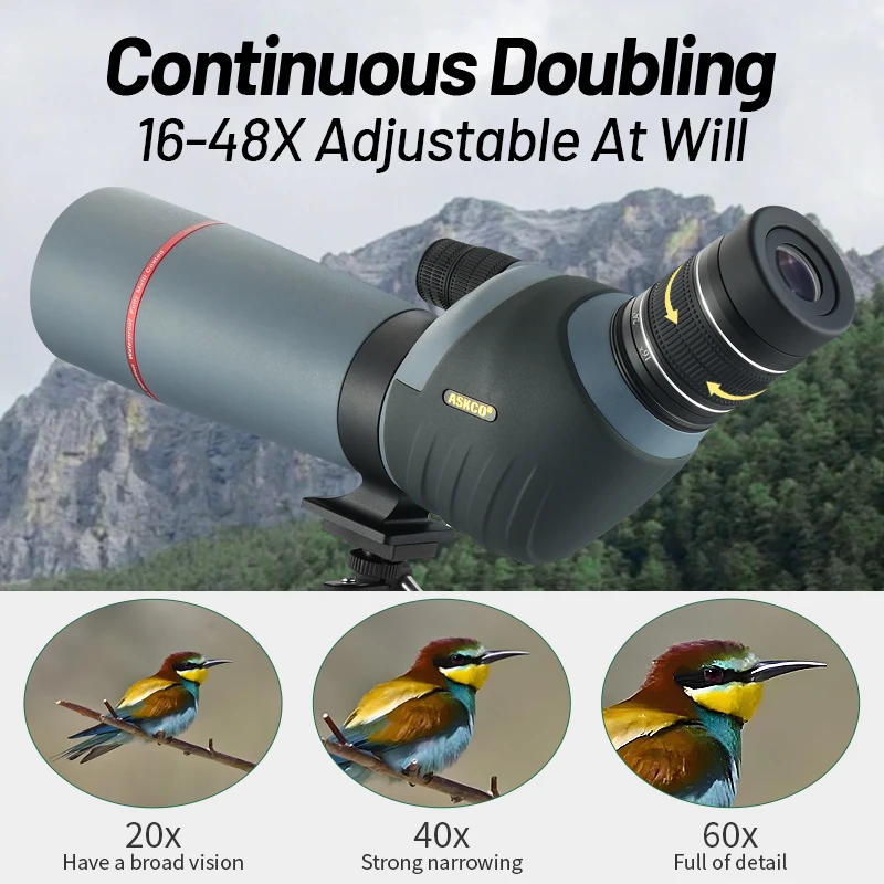 Miras de detección ED mejoradas con trípode, bolsa de transporte, BAK4, alta definición, impermeable, para observación de aves, 16-48X65 - imagen 3